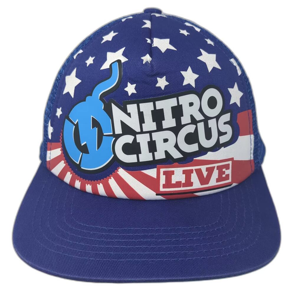 Nitro Circus Trucker Hat Blue White OS Snapback Stars Stripes Live Adjustable